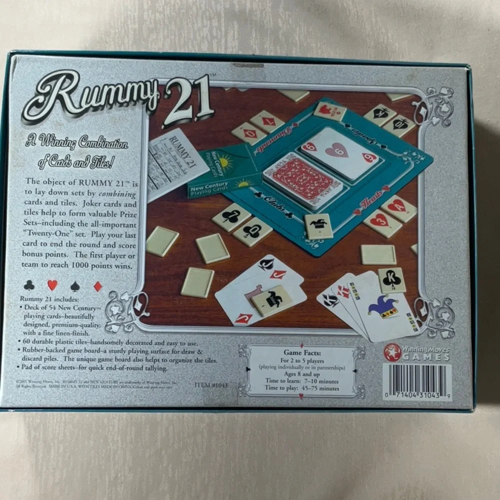 Vintage Rummy 21 by Winning Moves Game Combination of Cards & Tiles -Complete